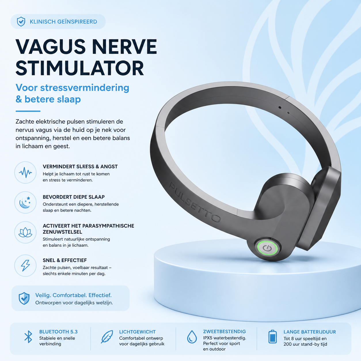 Fittershape Vagus Nerve Stimulator – voor stressvermindering & betere slaap