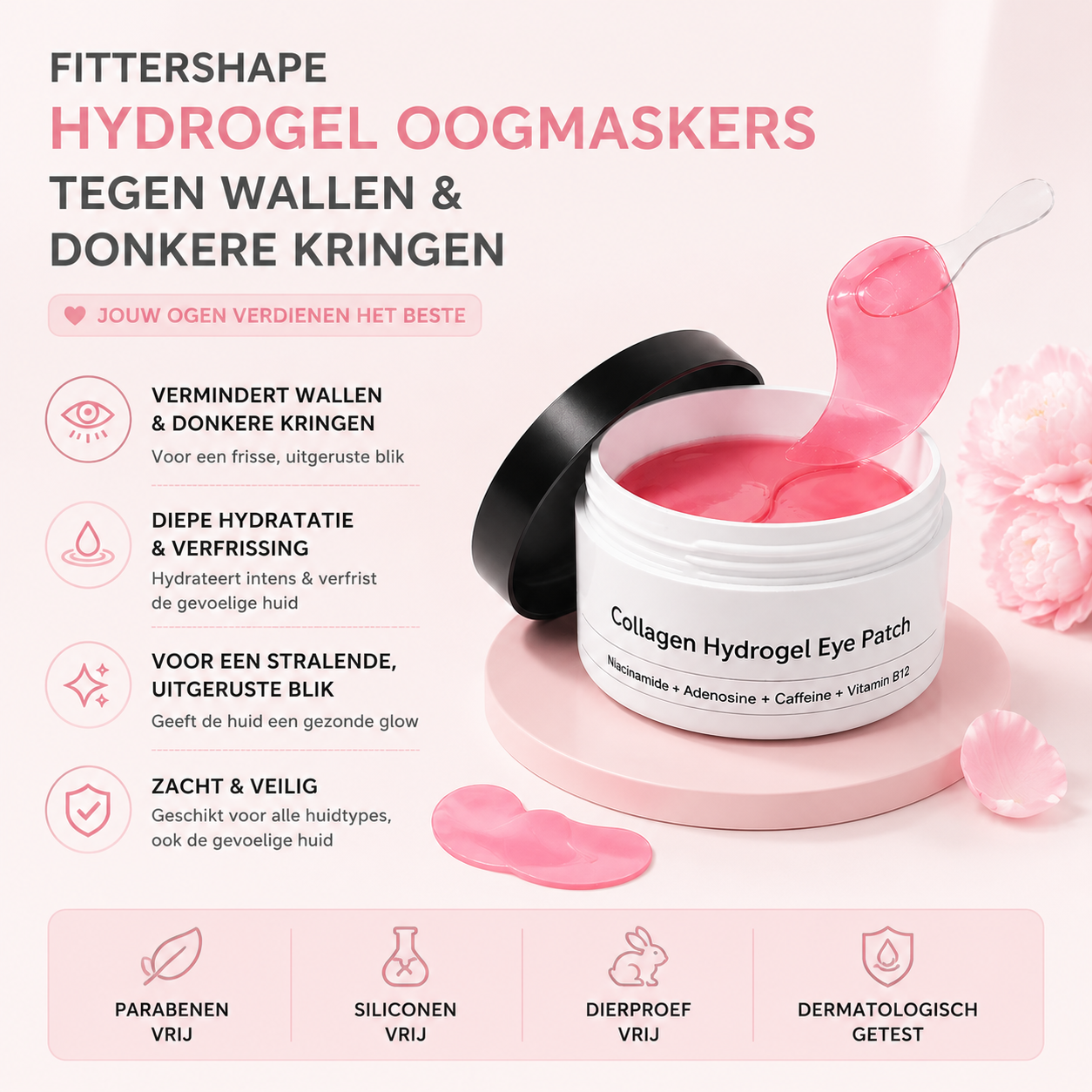 Fittershape Hydrogel Oogmaskers – tegen wallen & donkere kringen