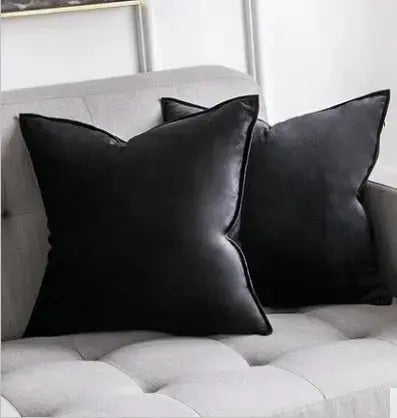 VelvetLux – Luxe Samt Kussenhoes met Flanellen Rand