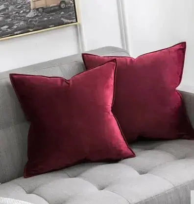 VelvetLux – Luxe Samt Kussenhoes met Flanellen Rand