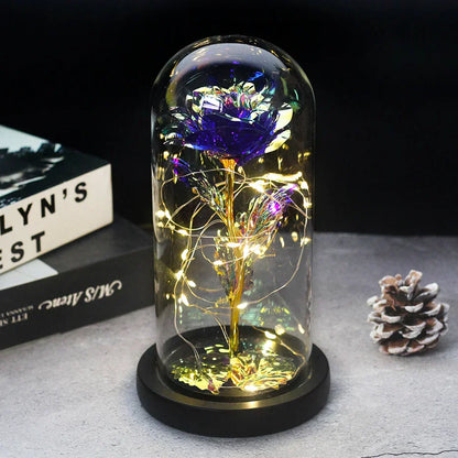 Verlichte Roos – Glazen Bedekking – Decoratie voor Huis en Geschenken