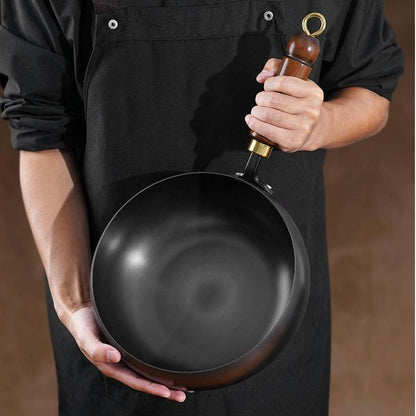 Wokpan met Houten Handvat – Duurzaam en Stijlvol – Voor Koken en Roerbakken