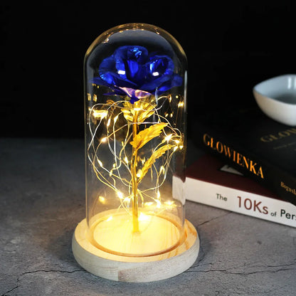 Verlichte Roos – Glazen Bedekking – Decoratie voor Huis en Geschenken