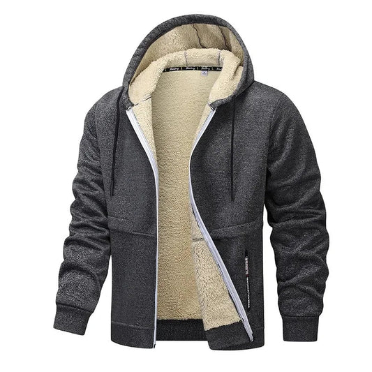 Heren Fleece Hoodie – Warme Binnenvoering – Met Rits en Capuchon
