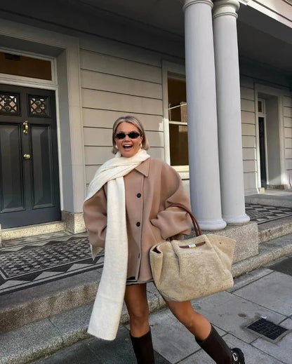 Lange Winterjas voor dames – Oversized – Knopen – Voor koud weer