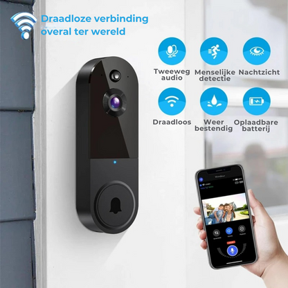 Slimme Deurbel – 1080p HD Beveiliging – Met Bewegingsdetectie en Tweeweg Audio