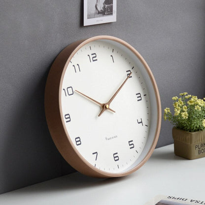 Wandklok met Houten Rand – Eenvoudig Design – Duidelijke Cijfers – Voor Woonkamer