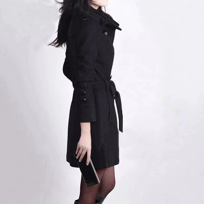 Wollen Trenchcoat voor dames – Dubbele knopen – Voor koud weer
