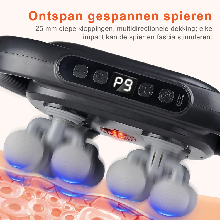 Massageapparaat met 15 Massagekoppen – Verwarming – Voor Rug en Schouders