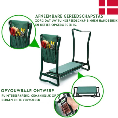 Opvouwbare Tuinstoel met Gereedschapshouder – Verstelbaar – Voor Tuinieren