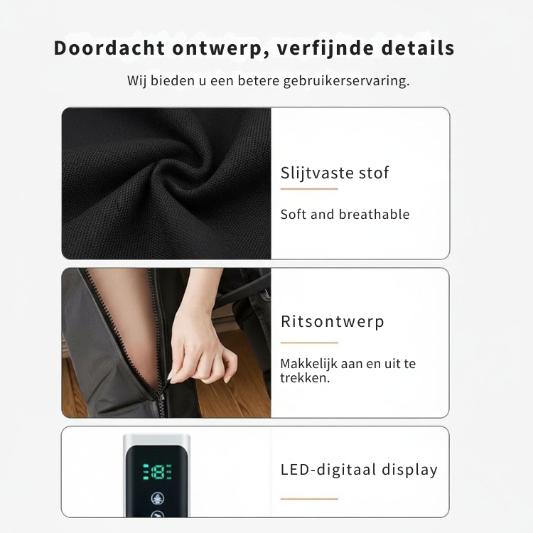 Luchtcompressiebeenmassage – 3 Snelheden – Verstelbaar – Voor benen en voeten