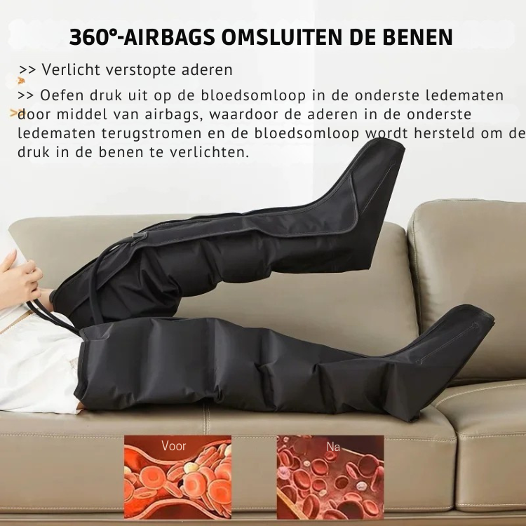 Luchtcompressiebeenmassage – 3 Snelheden – Verstelbaar – Voor benen en voeten