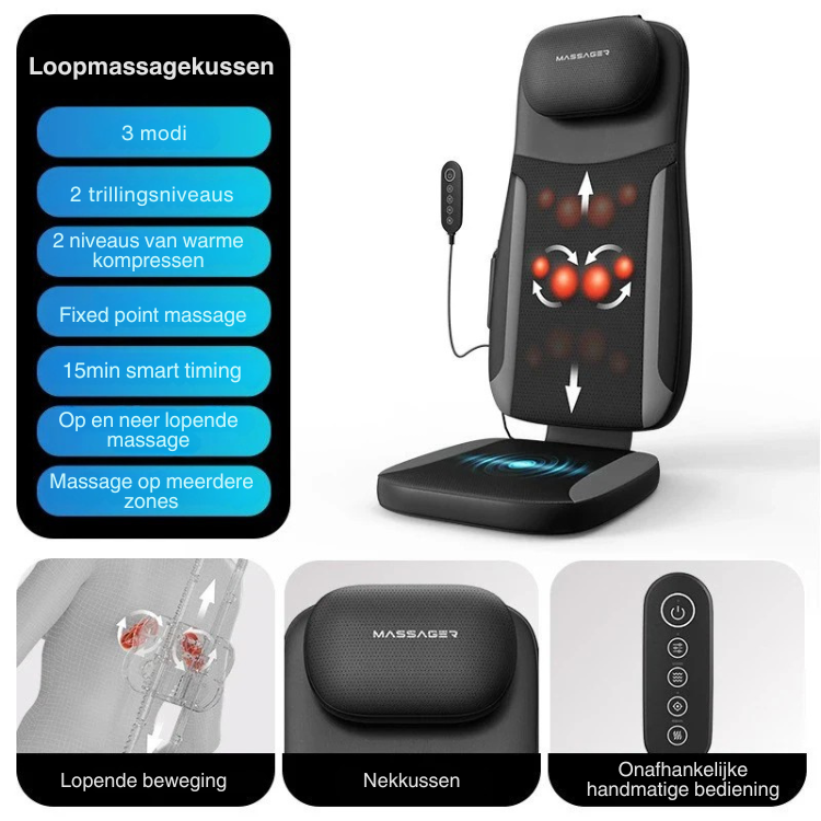 Massagekussen voor thuis – Vibratie – Verwarming – Voor nek en rug