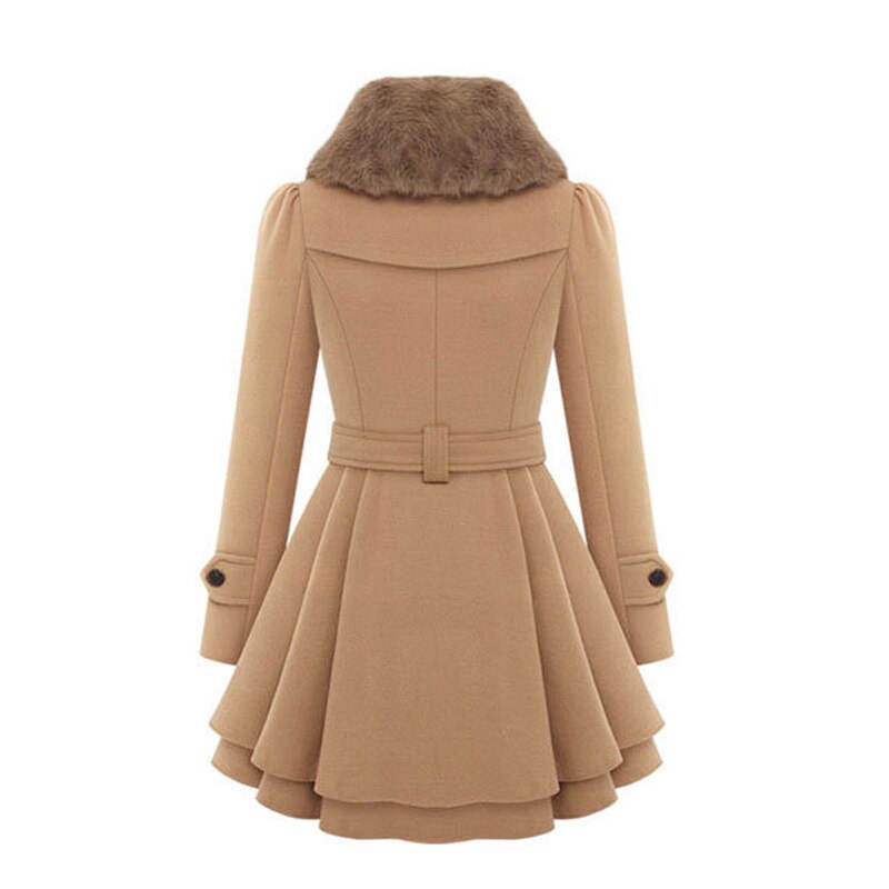 Winterjas voor dames – Verstelbare taille – Bontkraag – Voor koud weer