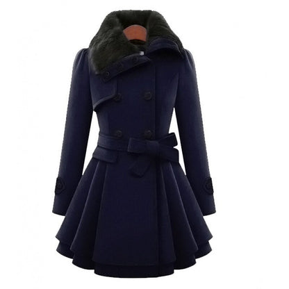 Winterjas voor dames – Verstelbare taille – Bontkraag – Voor koud weer