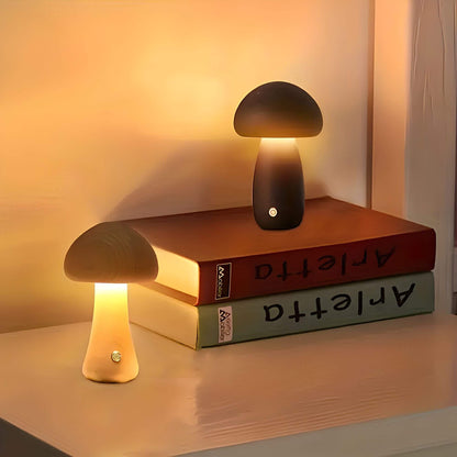 Tafellamp – Paddenstoelvorm – Houten voet – Sfeerverlichting