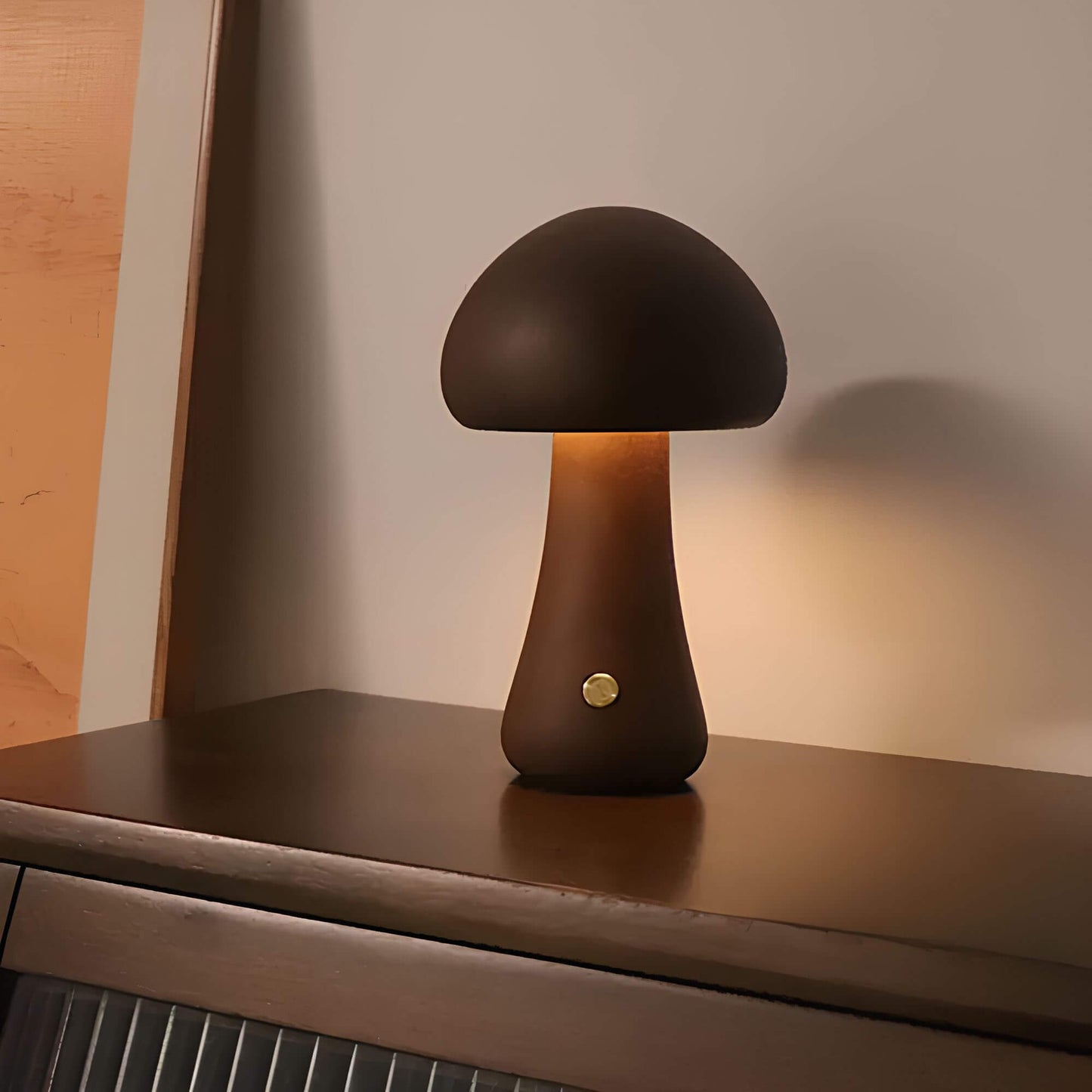 Tafellamp – Paddenstoelvorm – Houten voet – Sfeerverlichting