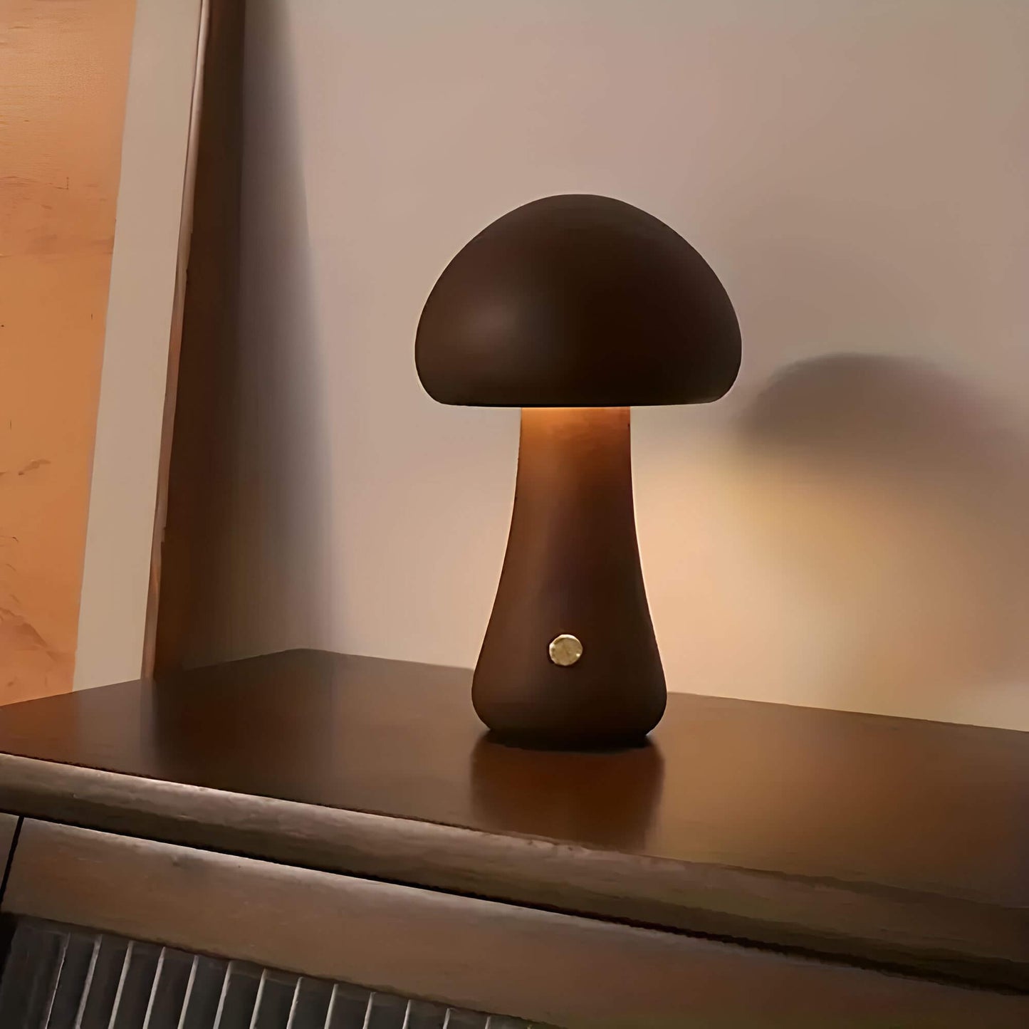 Tafellamp – Paddenstoelvorm – Houten voet – Sfeerverlichting