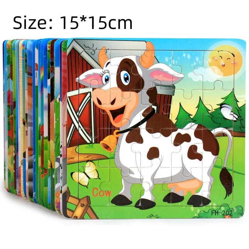 Houten Dierenpuzzels voor Peuters – Educatief Speelgoed – Voor Vormen en Kleurherkenning
