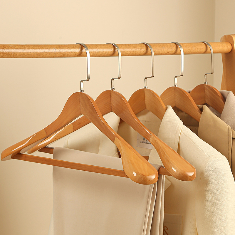 Houten kleerhangers – Verstevigd – RVS haak – Voor kledingorganisatie