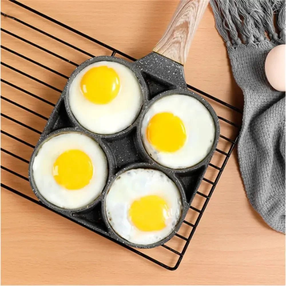 Koekenpan met 4 Compartimenten – Non-stick Coating – Voor Eieren en Pannenkoeken
