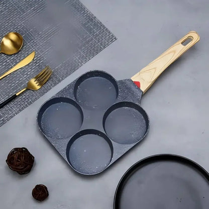 Koekenpan met 4 Compartimenten – Non-stick Coating – Voor Eieren en Pannenkoeken