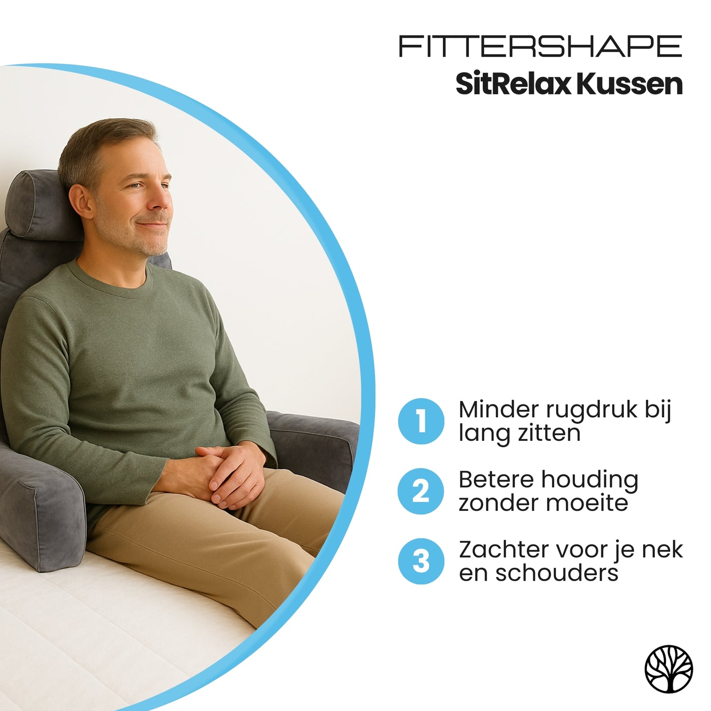 Fittershape SitRelax Kussen | Ergonomisch Leeskussen – Voor Rug & Neksteun