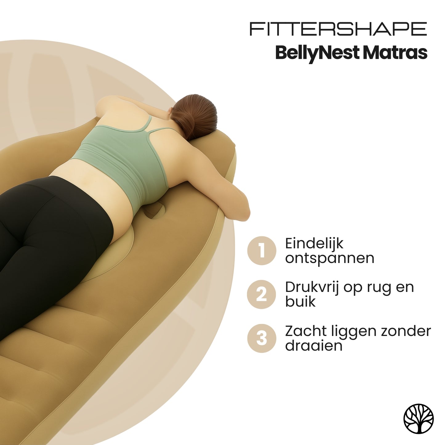 Fittershape BellyNest Matras | Zwangerschapssteun – Voor Buiklig Zonder Druk
