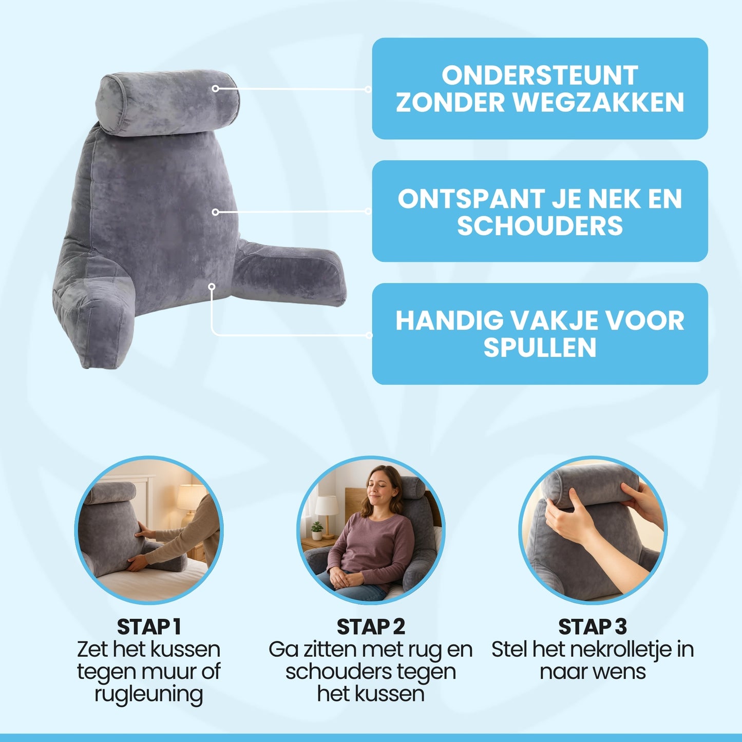 Fittershape SitRelax Kussen | Ergonomisch Leeskussen – Voor Rug & Neksteun
