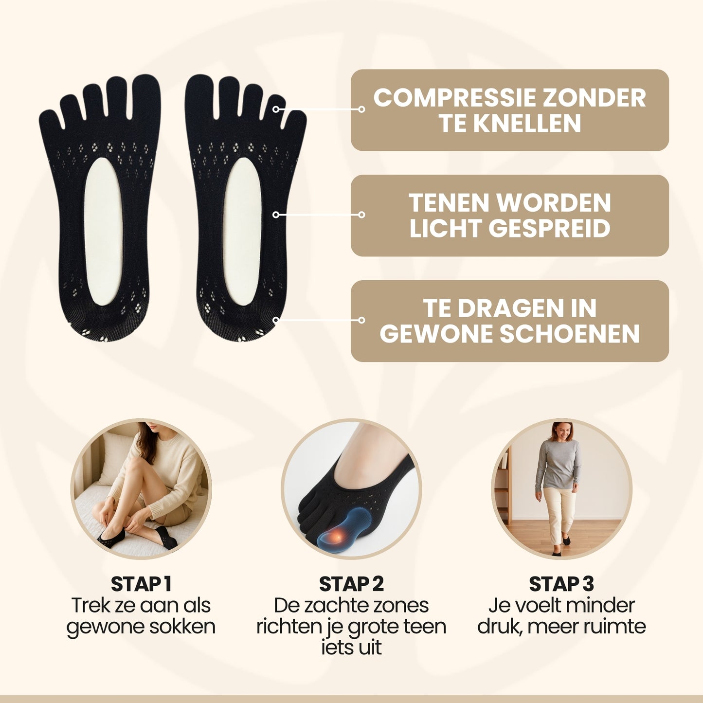 ToeBalance Socks | 6 Pack Teenspreidende Sokken – Tegen Bunionpijn