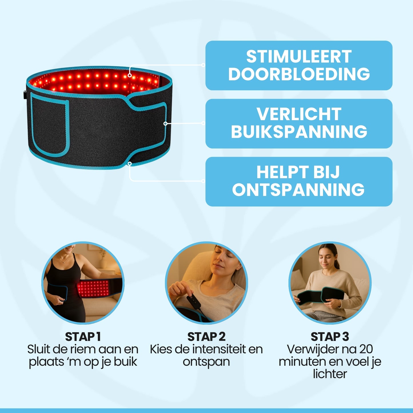 Fittershape GlowRelief Belt | Roodlicht Therapie – Tegen Pijn & Opgeblazen Gevoel