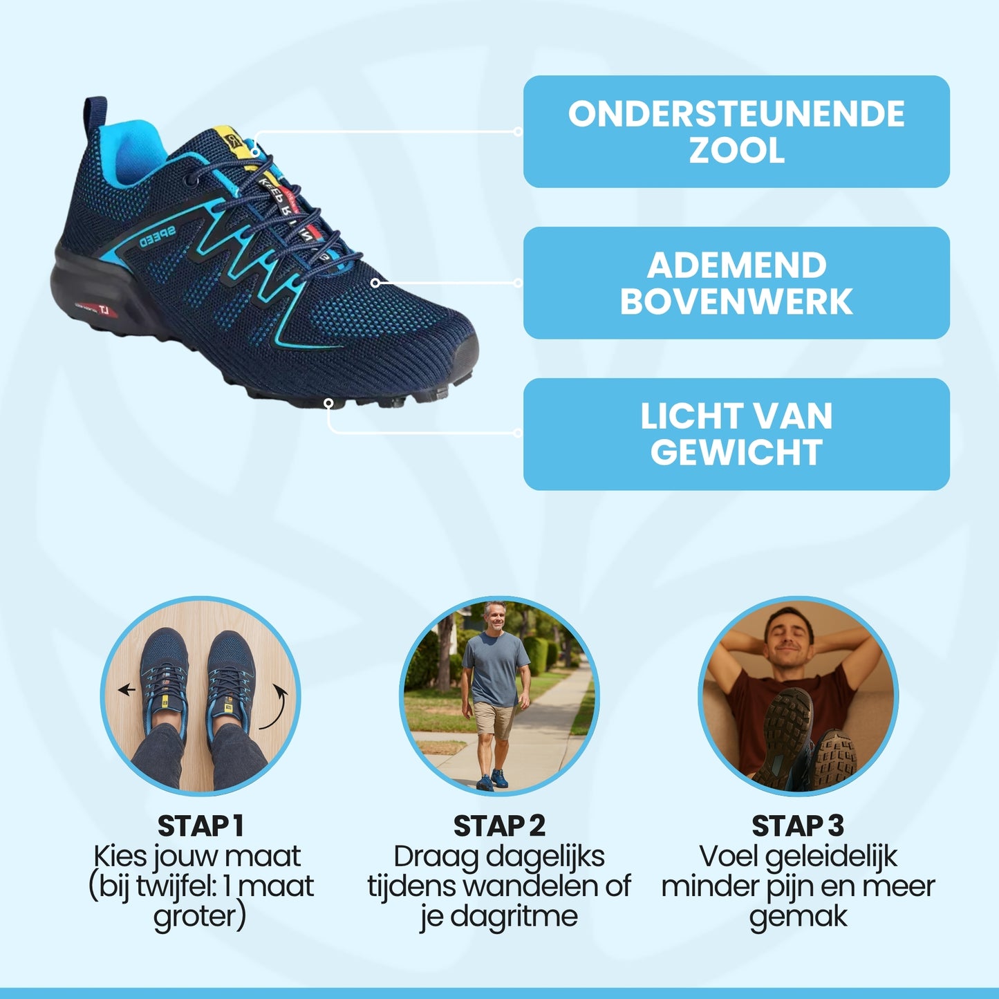 WalkEase Heren | Orthopedische Wandelschoen – Tegen Voetpijn