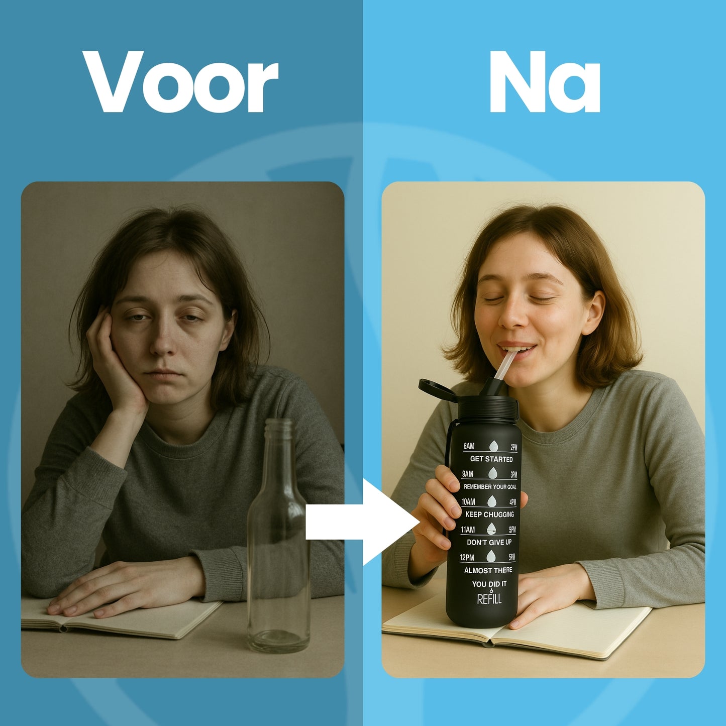 HydrateTrack Bottle | Waterfles Met Tijdlijn – Voor Dagelijks Gebruik