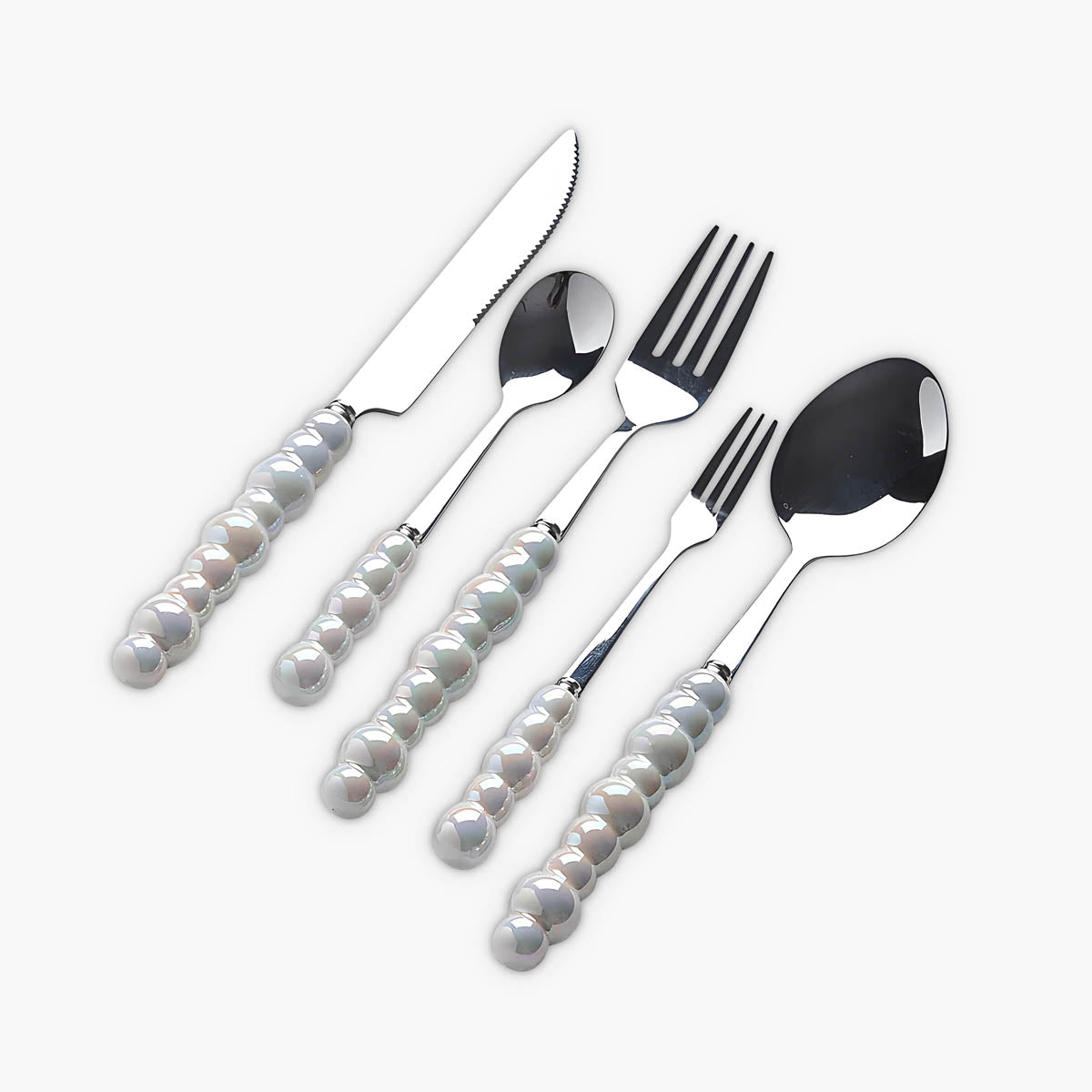 Bestekset met Parels – Elegante Handgrepen – RVS – Voor Diner of Feest