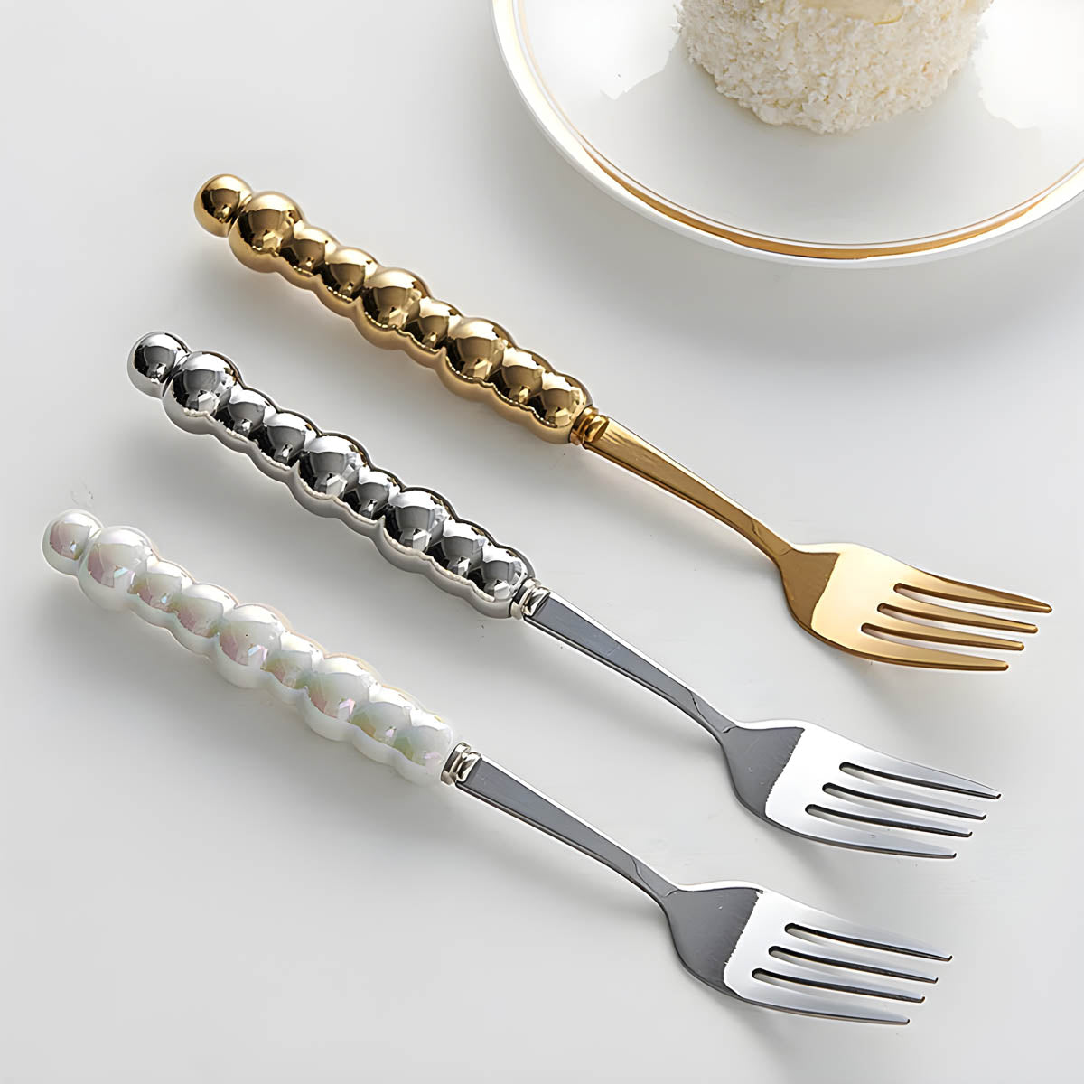 Bestekset met Parels – Elegante Handgrepen – RVS – Voor Diner of Feest