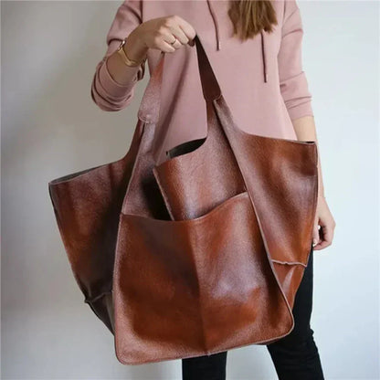 Vegan Leren Shopper – Ruim Ontwerp – Stevige Handvaten – Voor Dames