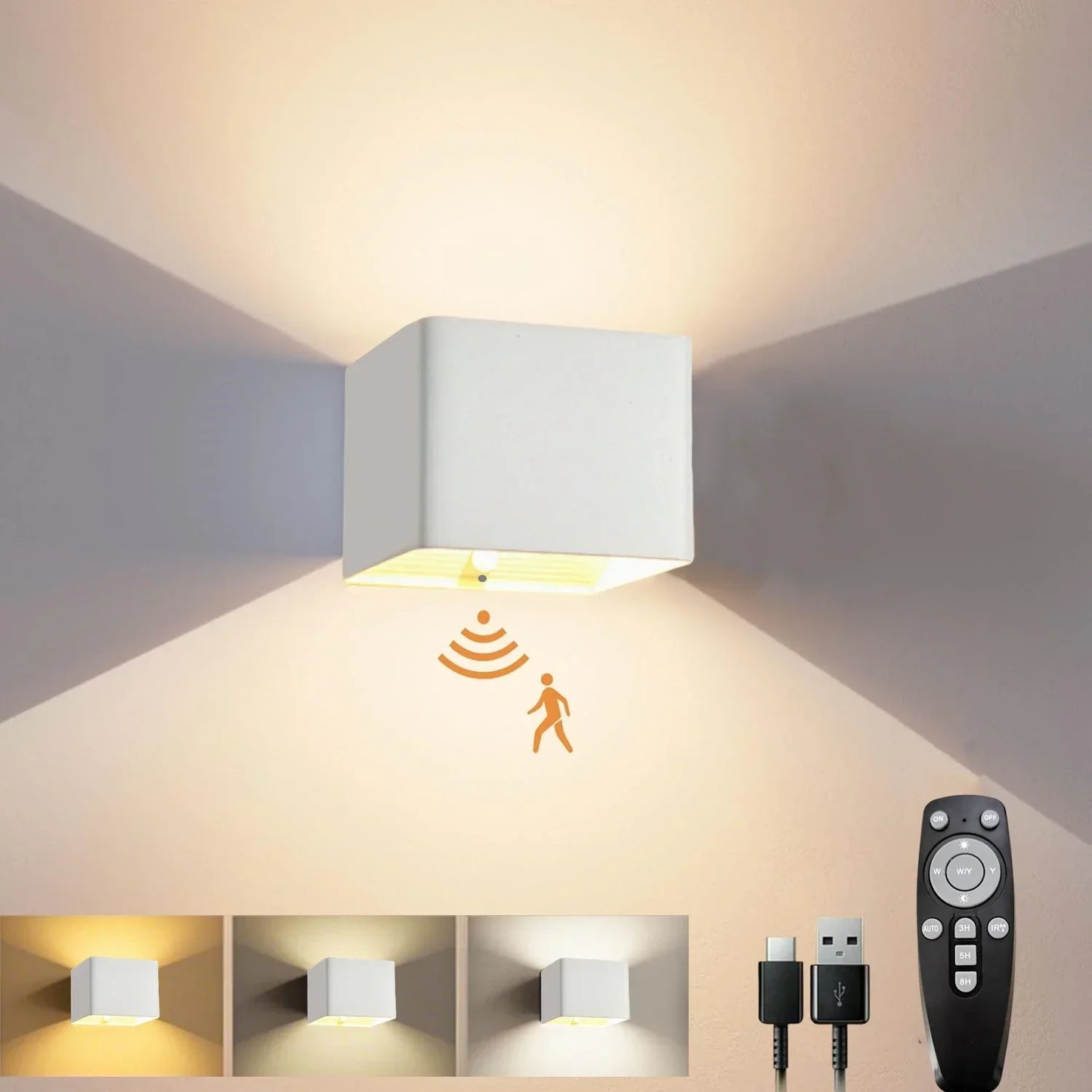 Wandlamp met Beweging Sensor – Oplaadbaar – LED Verlichting – Voor Binnen en Buiten