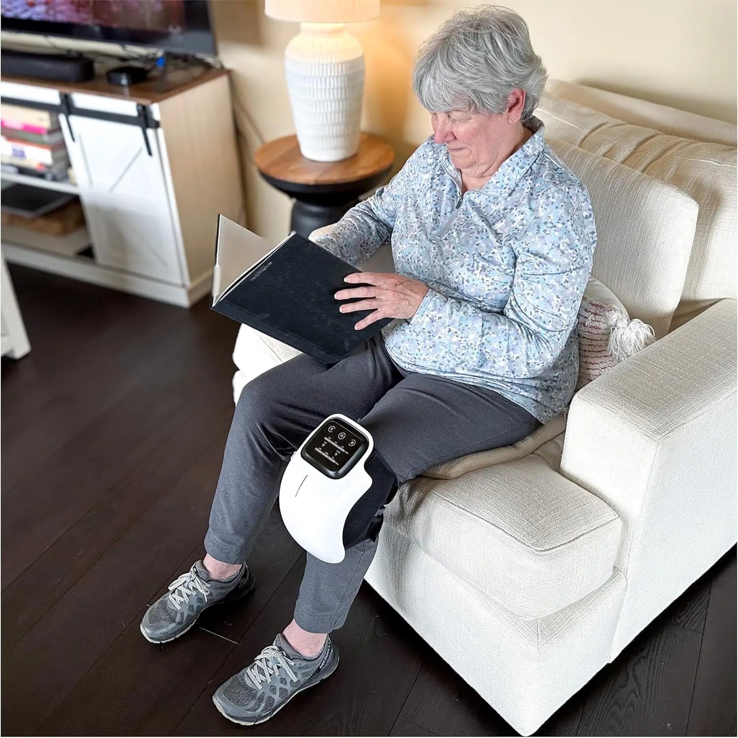 Draagbaar massageapparaat – Vibratie – Verwarming – Voor knie en spieren