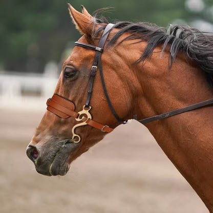 Paardenhoofdstel met Bit – Leren Neusriem – Metalen Ringen