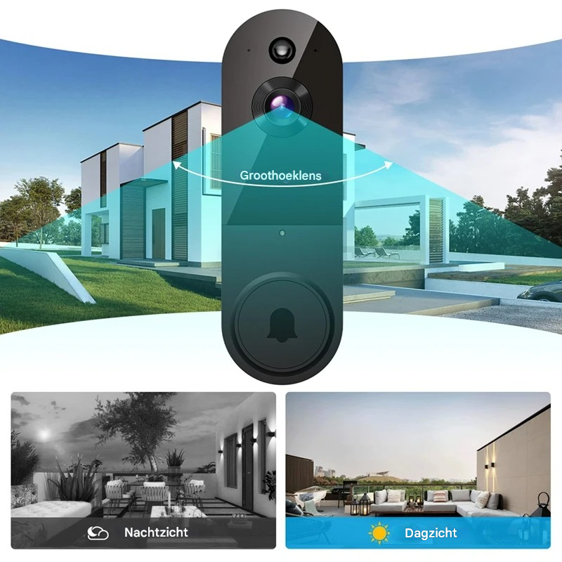 Slimme Deurbel – 1080p HD Beveiliging – Met Bewegingsdetectie en Tweeweg Audio