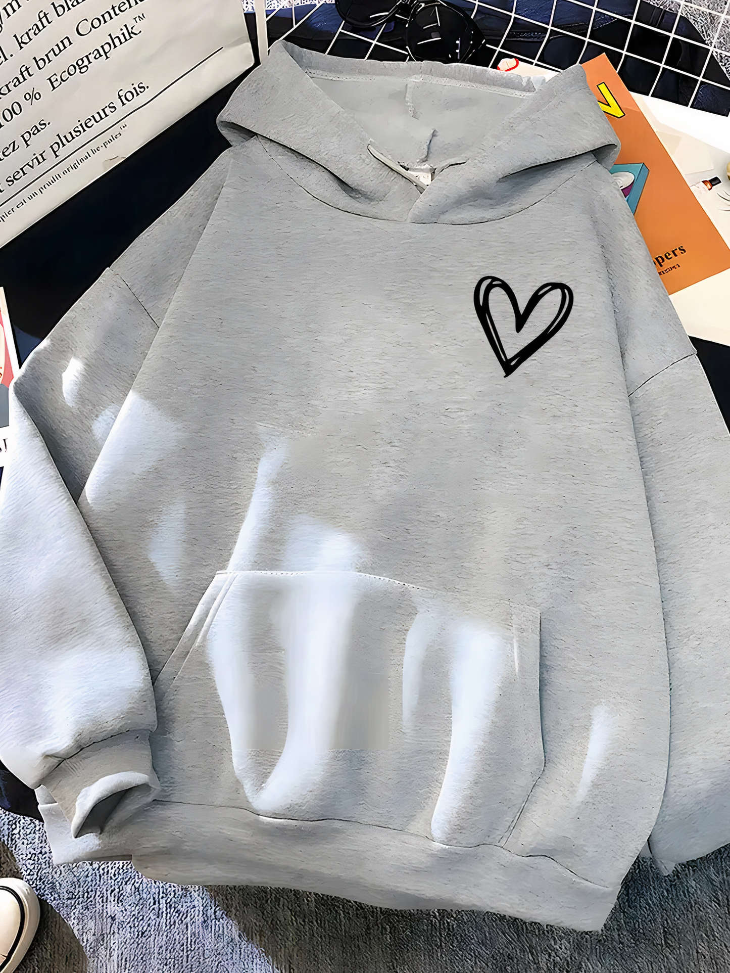 Hoodie Dames – Hart Print – Zachte stof – Voor casual outfits