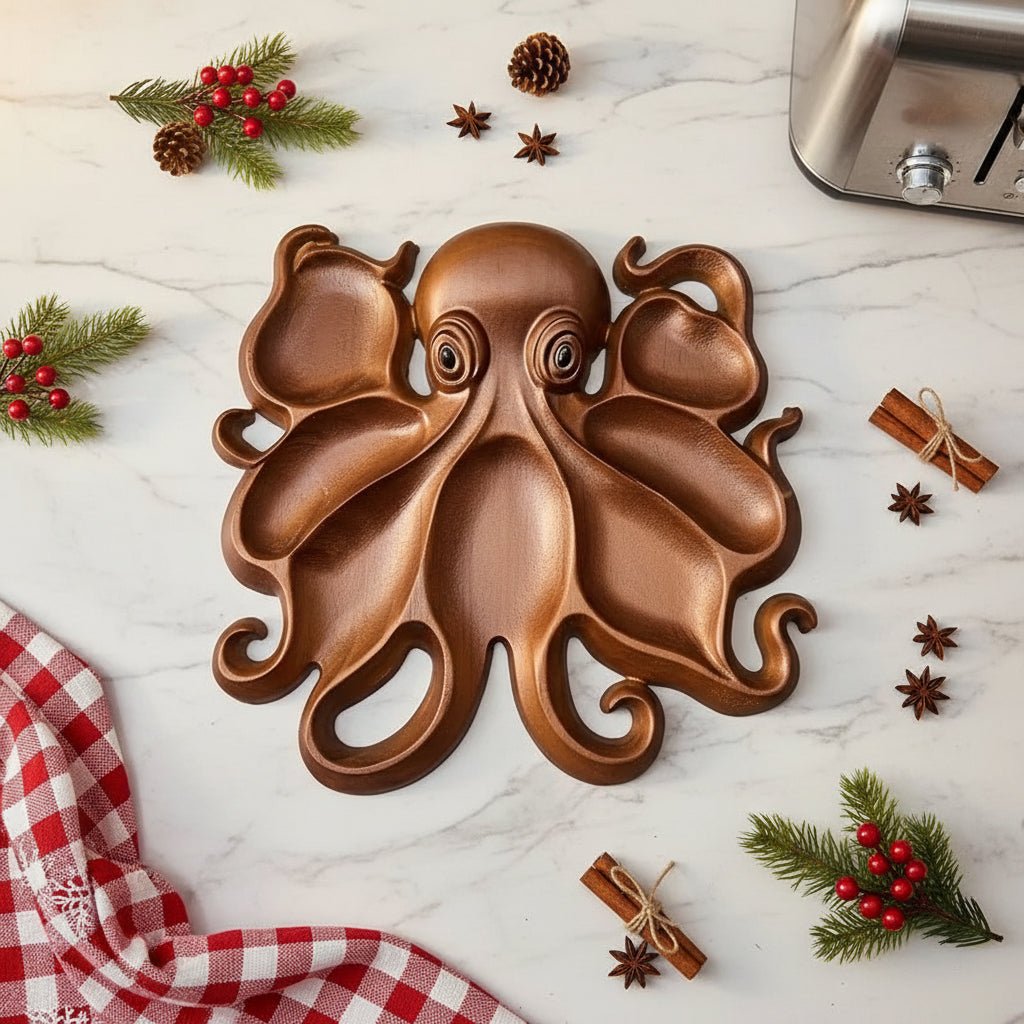 Octopus Geitenkaas en Fruit Plateau – Handgemaakt Houten Design