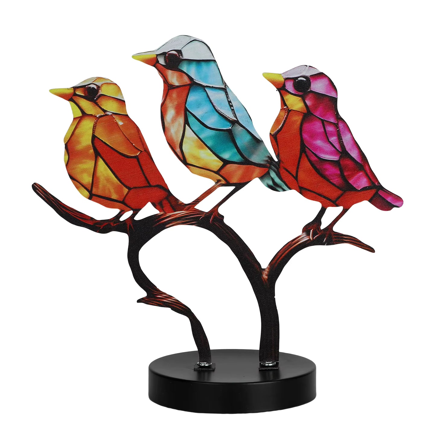 Kleurige Vogelbeeld – Gebeitst Metaalontwerp – Gedetailleerd handwerk – Voor interieurdecoratie