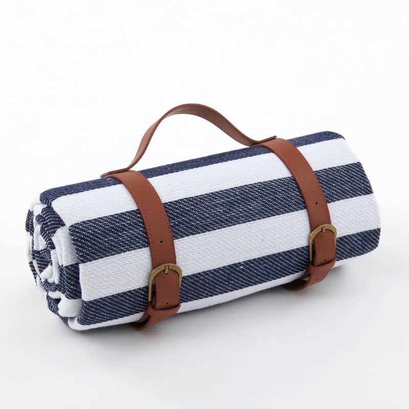 Picknickdeken – Geruit Design – Met Handvat en Lederen Riempjes
