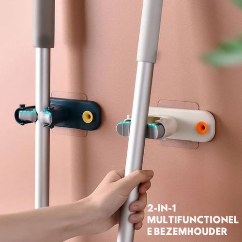 2-in-1 muurhaak – voor bezem en mop – multifunctioneel – voor thuisgebruik