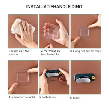 2-in-1 muurhaak – voor bezem en mop – multifunctioneel – voor thuisgebruik