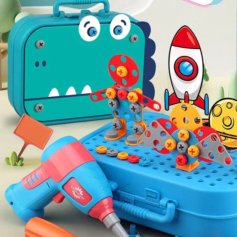 Creatieve Bouwset – Dinosaurusfiguren – Elektrisch Gereedschap – Voor Kinderen