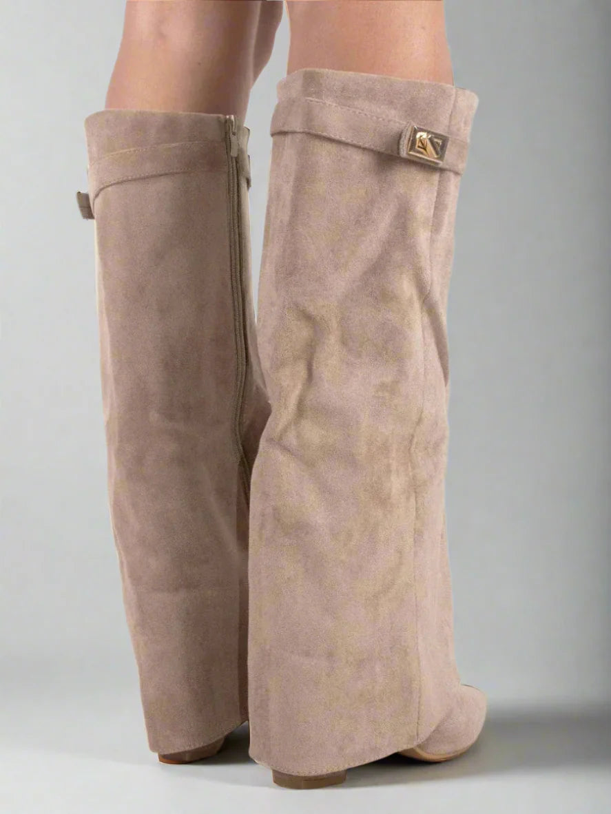 Vegan Suède Laarzen voor Dames Zwart | Elegante Boots Suède Taupe