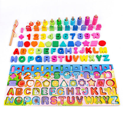 Educatief Houten Puzzelspel – Cijfers, Vormen en Dieren – Voor Kinderen