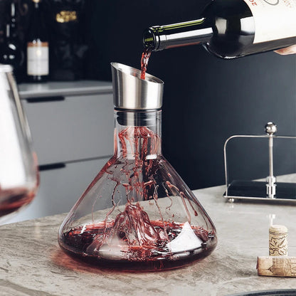 Wijnkaraf – Glas met metaalafwerking – Voor decanteren van wijn